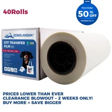80rolls 31.5in x 328ft Instant Hot Peel DTF Premium Transfer Film Roll Anti-Slip