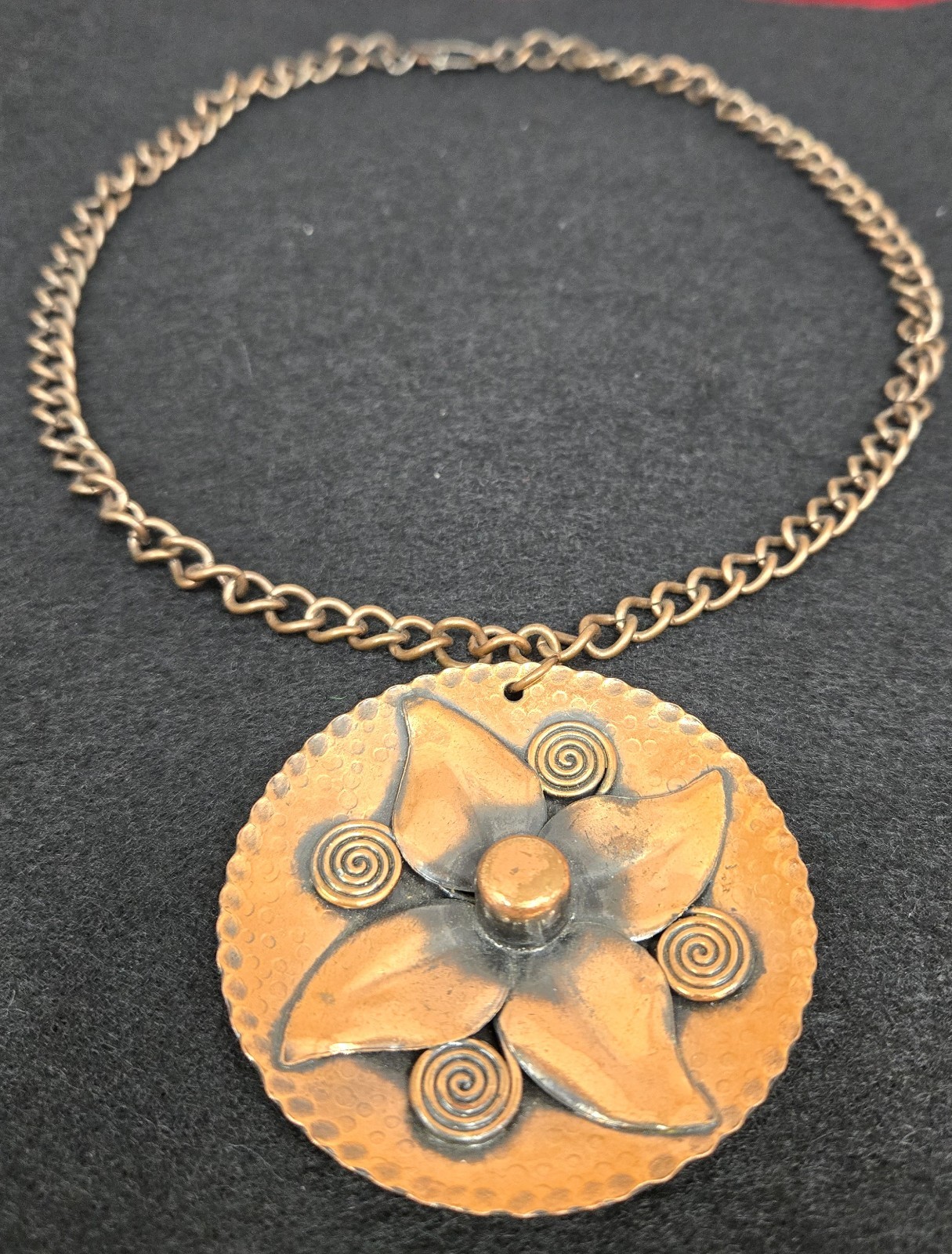 SOLID COPPER Native American Vtg Pendant Necklace… - image 1