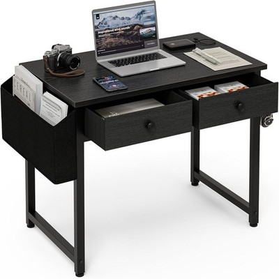 Grandder kleiner Computertisch 80x40cm Gaming Arbeitszimmertisch mit 2 Stoffschubladen