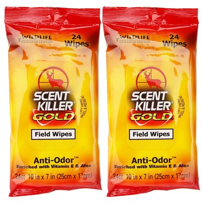 Wildlife Research Scent Killer Field Wipes 2/24 Packs Anti-Order Aloe Vitamin E