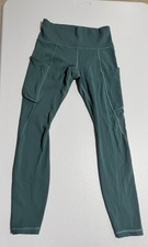 Athleta 7/8 Tight Womens XS Teal Pocket Leggings Logo