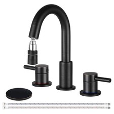 AKLFGN 8" Widespread Bathroom Faucet 2 Handle Oil Rubbed Bronze w/ Drain