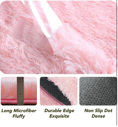 Girls Room 4Ft Luxury Fluffy Rug Ultra Soft Carpet Round For Bedroom Area Rugs - Picture 6 of 6