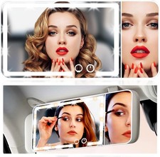 Led Car Sun Visor Vanity Mirror Upgraded Large Vanity Makeup Universal Rear View
