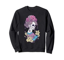 Japanese Geisha Girl Kimono Halloween Skull Mask Gift Sweatshirtfrom JP