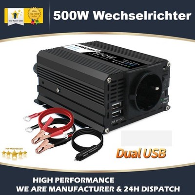 500W Wechselrichter 12V auf 230V USB Car Spannungswandler für Laptop Camping RV
