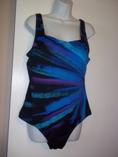 Swimsuits For All One Piece Multicolor Palms Size 20 Slimming panel EUC