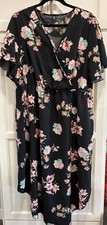 SHEIN Women’s Black Multicolor Floral Wrap Style Dress Tagged 4XL Fits 1X/2X ￼