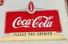 Vintage Original Coca-Cola Rev. Painted Glass Counter Sign Trapezoid LENS ONLY