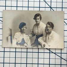 RPPC Vintage Black and White Portrait Postcard of Three Women Newcastle Studio