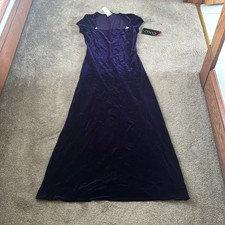 NWT Onyx Nite Purple Crushed Velour Evening Gown Size 8