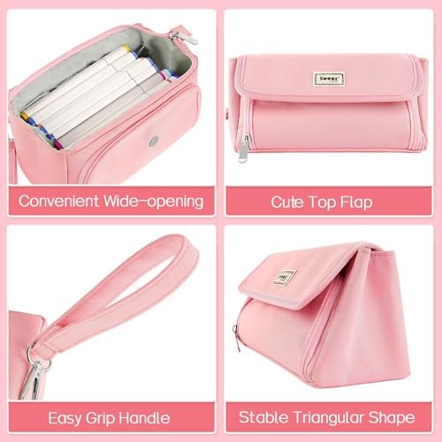 Super großes Federmäppchen, Federtasche mit großer Kapazität und 3 Fächern, rosa - Bild 6 von 8