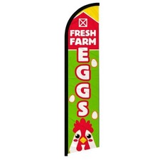 FARM FRESH EGGS Windless Swooper Flag 2.5x11.5 ft Feather Banner Sign gf