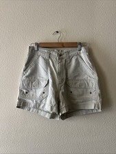 Vintage 1990s Lee Riveted Khaki Cargo Shorts Utility Pockets Women  s Size 8M