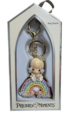 Precious Moments Angel Girl Praying Rainbow Bag Charm Keychain NWT Boxed