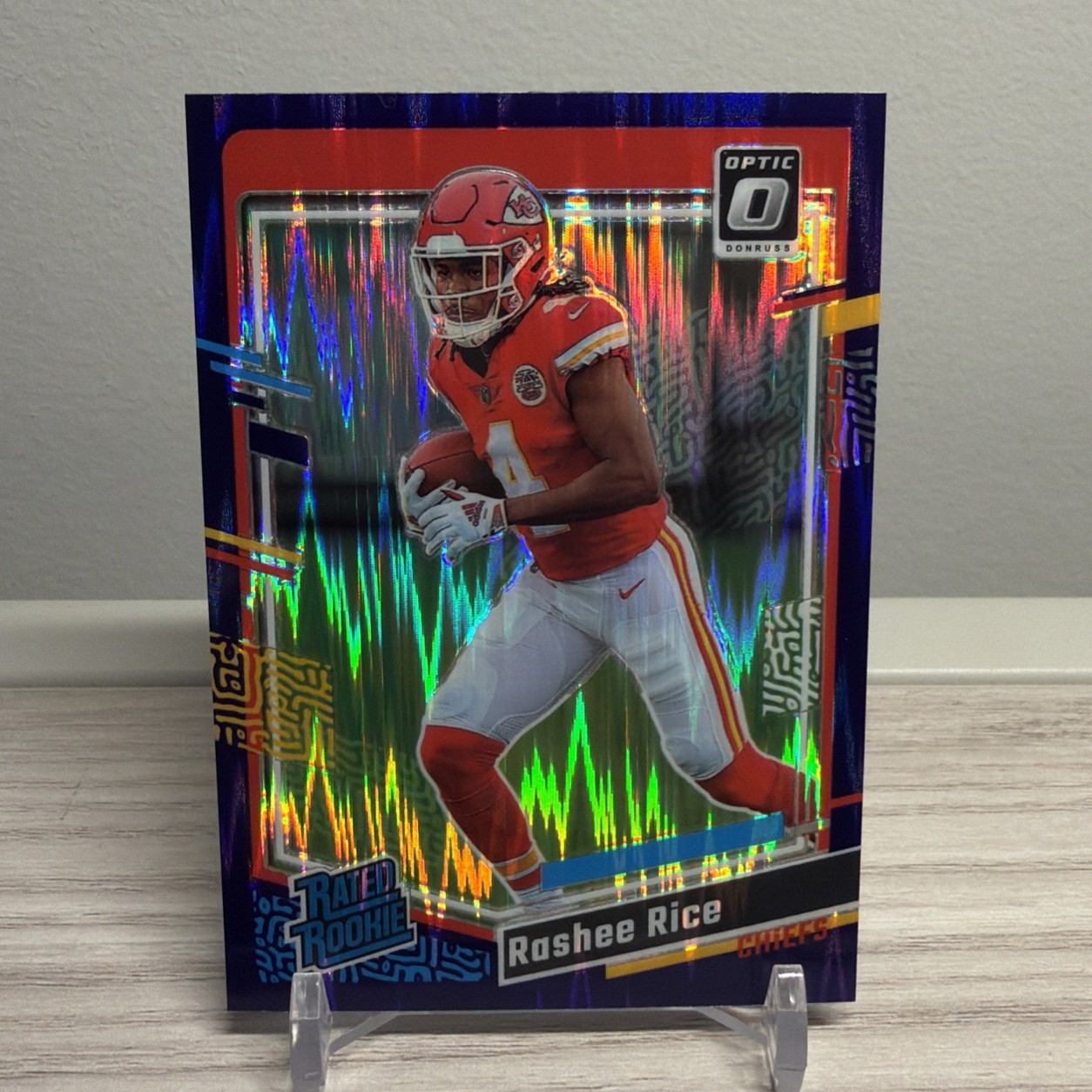 2023 Panini Optic Purple Shock #257 Rashee Rice RC Rookie Kansas City Chiefs