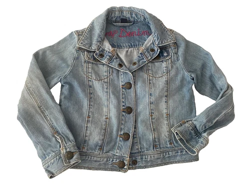 Baby Gap Embroidered Denim Jacket Size 5T Pockets Snap Button
