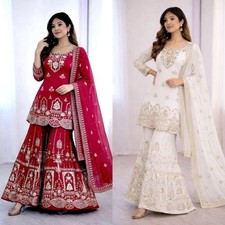 PUNJABI SHARARA PLAZZO KURTI PLAZZO SALWAR KAMEEZ SUIT WOMEN READY MADE DESIGNER