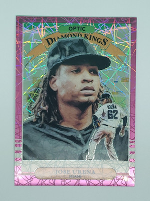 Jose Urena 2019 Donruss Optic #20 Diamond Kings Pink Velocity SN 91/199 Marlins
