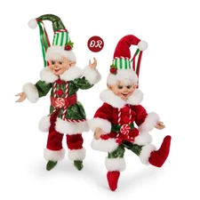 NEW Raz Make It Merry Traditional Posable Elf Red/Green