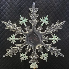 Snowflake Tree Topper VTG 11x15" Clear Acrylic Glitter Accents NEW Roman, Inc.