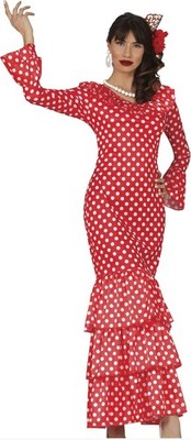 Spanish Senorita Ladies Fancy National Dress Party Salsa Flamenco Dancer Costume