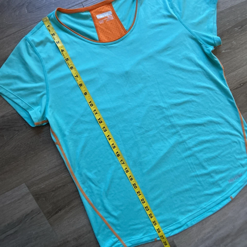 Marmot Essential T Shirt Women Sz XL Teal Orange Mesh Wicking UPF - Image 4 of 4