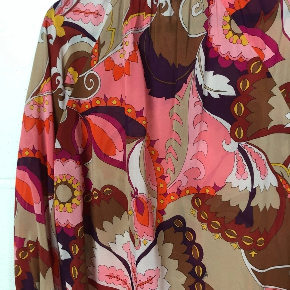 Trina Turk женщин оборки декольте цветочный пейсли на пуговицах L Artsy роскошь работы - Изображение 4 из 4