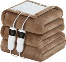 Queen Size 84''x90'' Electric Heated Blanket Flannel  Sherpa Electric Blanket