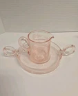 Tiffin Franciscan Pink Depression Glass 7" Double Handle Serving Plate & Creamer