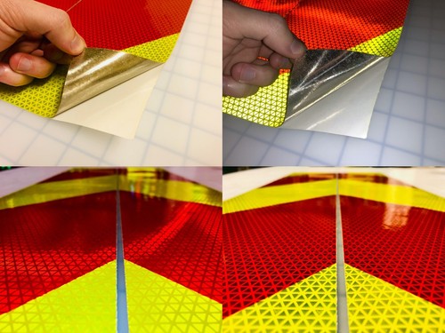 Kit de paneles reflectantes Chevron de 2 piezas Oralite V98 lima fluorescente y orfebol rojo - Imagen 6 de 12