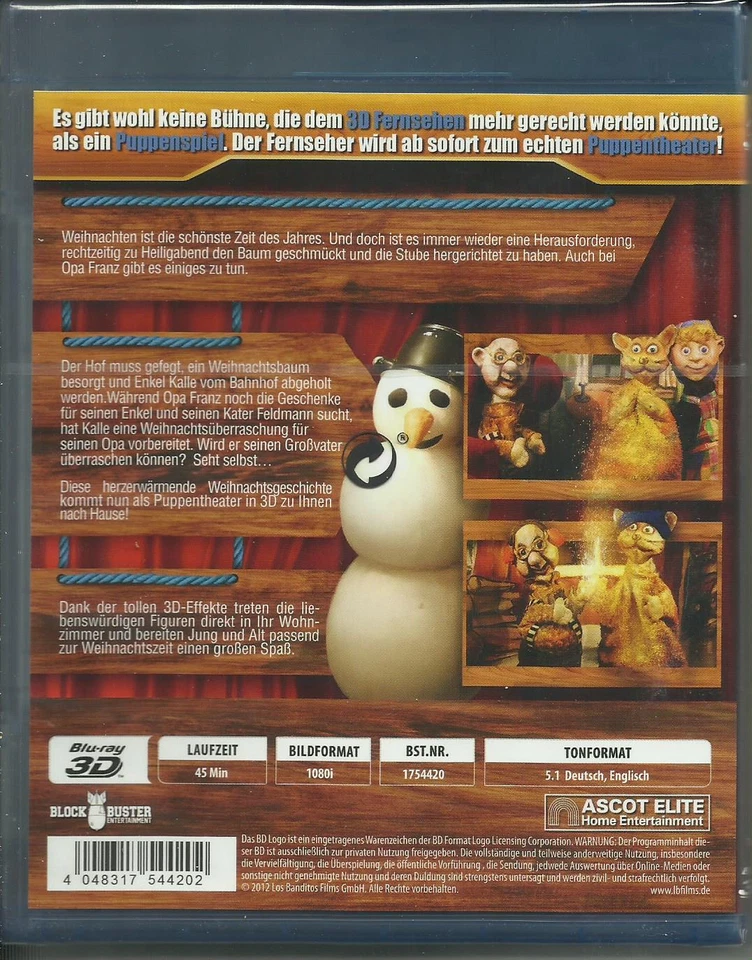 BLU-RAY 3D - WEIHNACHTEN MIT OPA FRANZ - PUPPEN THEATER in 3D - NEU/OVP - Bild 2 von 2