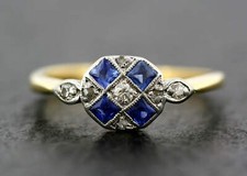 Vintage 1.25Ct White Round CZ Engagement Ring In 14K Yellow Gold Finish