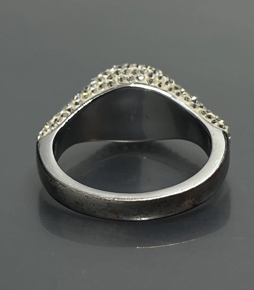 Anillo De Colección Swarovski Cisne Plateado Pequeño Redondo Cristal Facetado Para Mujer Talla 7” Foto 4 de 4