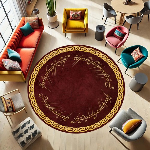 Fantasy Round Rug, Elvish Style Mat, Magic Circle Decor, Mystic Symbol Rug - Picture 3 of 13