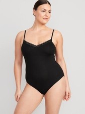 OLD NAVY Women's Size L Lace-Trimmed V-Neck Rib-Knit Cami Bodysuit