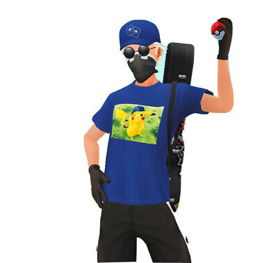 Pokemon GO Promo Code TCG Blue Pikachu Costume Confirmed Avatar Blue  T-shirt Cap