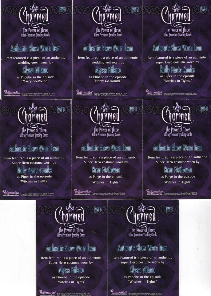 Charmed Power of Three Pieceworks Costume Card Set PW-1 - PW-5 + 3 Variants - Image 2 of 2