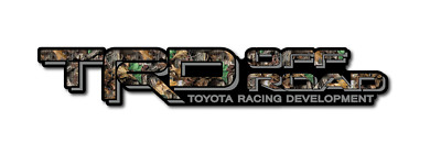 TRD TOYOTA OFF ROAD TACOMA TUNDRA DECAL STICKER _ BLACK with REAL TREE CAMO