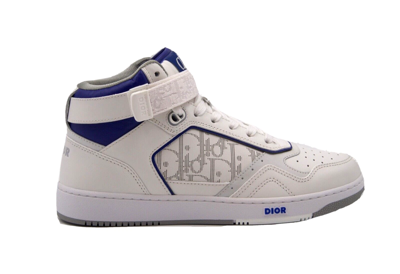 Baskets hautes obliques DIOR B27 blanc/bleu