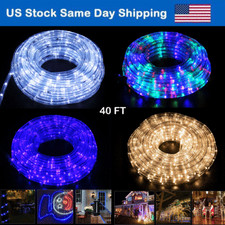 40FT LED Rope Strip Lights Flexible Waterproof Nigh Lights Christmas Party Decor
