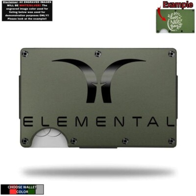Metal Wallet Minimalist Laser Engraved with Elemental