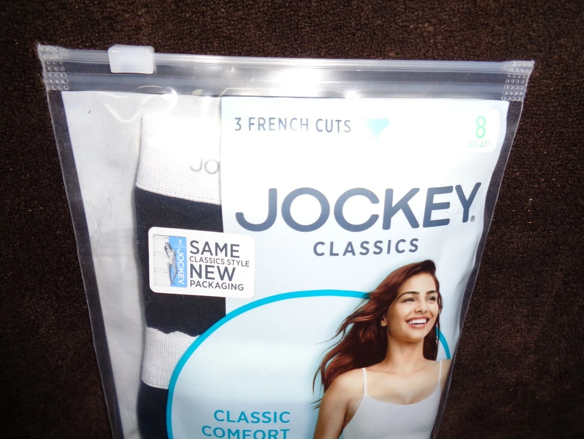 WOMEN'S SIZE 8 JOCKEY CLASSIC FRENCH HI-CUT BLACK 3-PACK UNDERWEAR