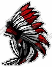 Native American Indian Chief Headdress Bumper Window Vinyl Sticker Decal 4"X5"