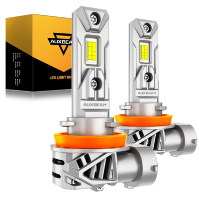 AUXBEAM H11 LED Headlight High Low Beam Bulb Super Bright 6500K 90W 25000LM 1:1