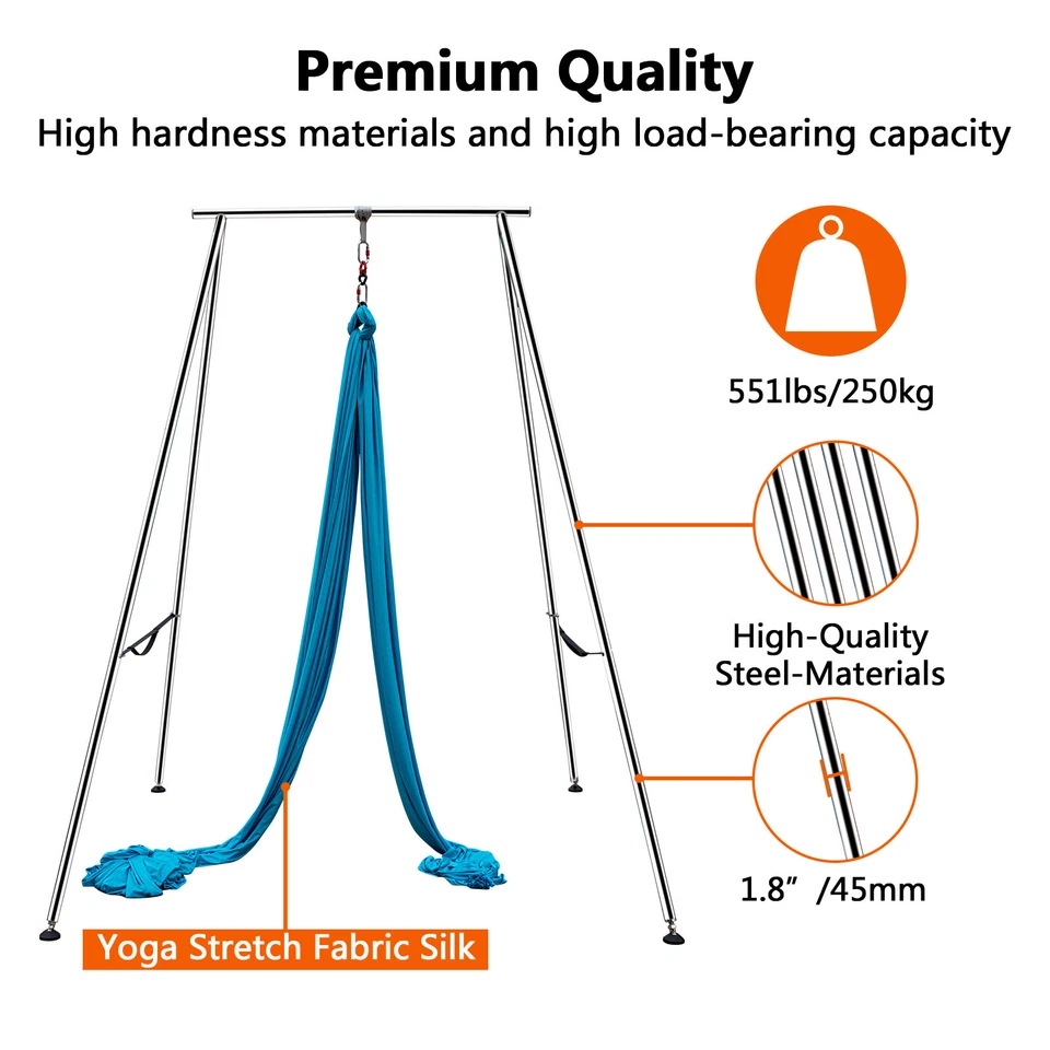 TECSPACE 551 lbs / 250 kg soporte de yoga + 394 in / 10 m tela de yoga elástica (azul) Foto 3 de 4