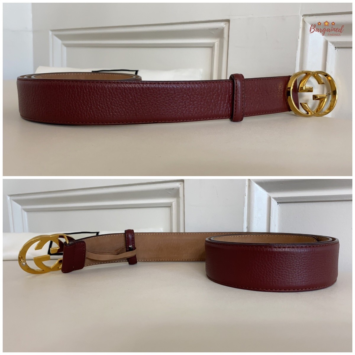 Authentic Gucci Red Pebbled Leather Gold Interlocking G Authentic Gucci Red Pebbled Leather Gold Interlocking G