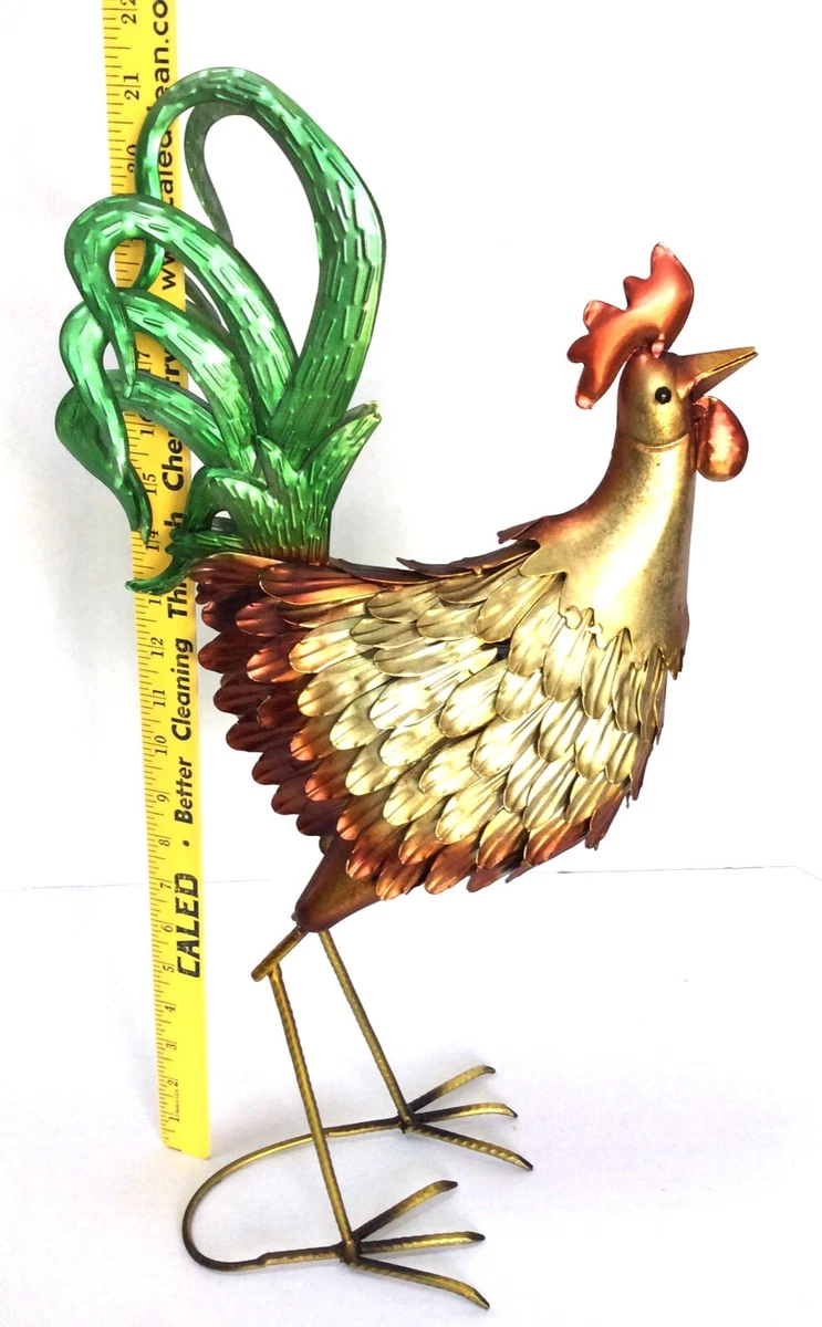 Metal Rooster Colorful Decor Indoor Outdoor Life size Art Statue Sculpture