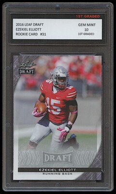 EZEKIEL ELLIOTT 2016 LEAF DRAFT 1ST GRADED 10 ROOKIE CARD #31  COWBOYS/BUCKEYES