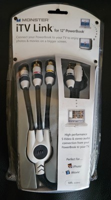 Monster iTV Link for 12'' PowerBook | Connect S-Video & Stereo 3.5mm Jack | NOS!